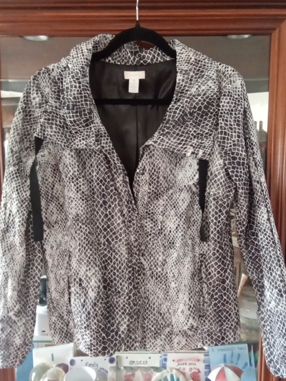 Chico's Black and White Snake-Print  Jacket